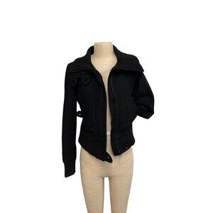 Toki Collection Black Wool-Blend Womens Jacket Size S With Button & Zip Closure